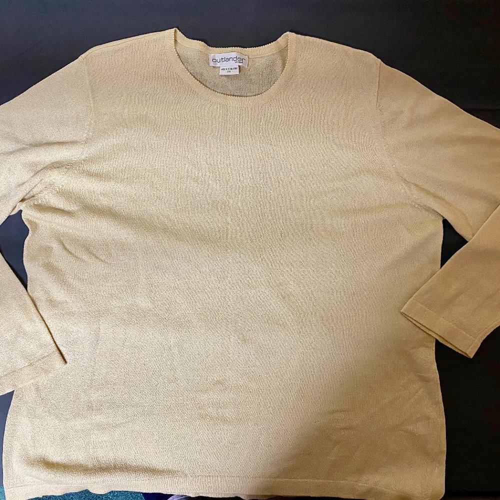Outlander  Crewneck Gold Sheen Metallic Basic Minimalist Knit Sweater  T…